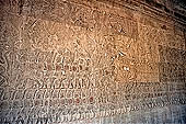 Angkor Wat temple, the bas-reliefs of the third enclosure. North Gallery , Eastern Part Victory of Krishna over Bana, Bana on a chariot pulled by lions